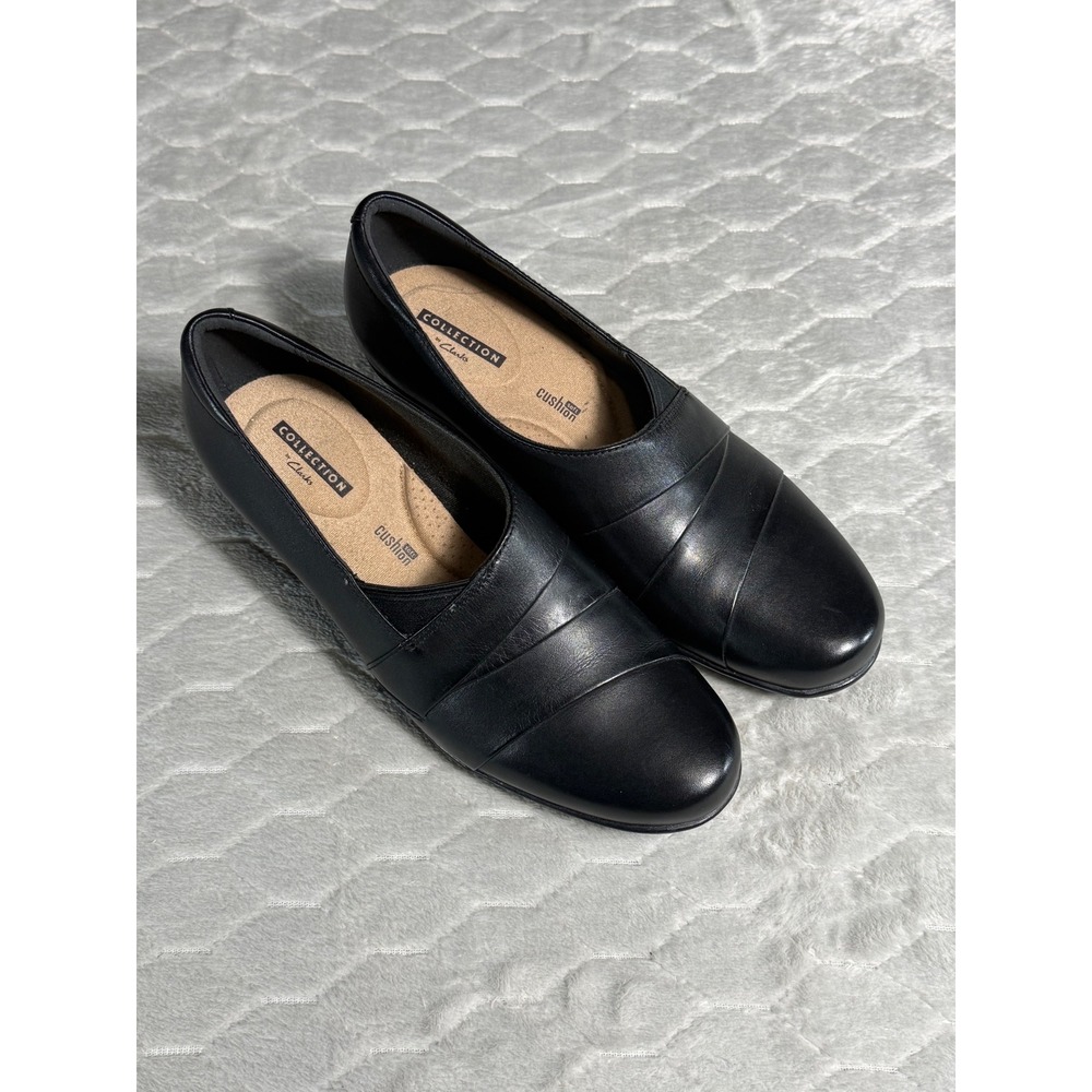 Clarks Collection Emslie Warbler Black Leather Pumps Shooties Womens 9 M